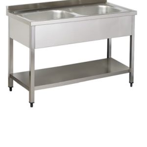 Sudoper sa 2 korita, otvoreni, 1400x700x900 mm