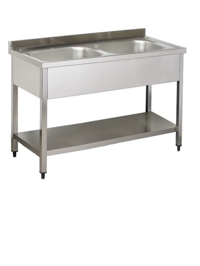 Sudoper sa 2 korita, otvoreni, 1200x600x900 mm