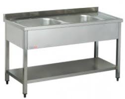 Sudoper sa 2 korita i cijednom plohom, otvoreni,  1600x700x900 mm