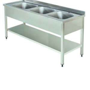 Sudoper sa 3 korita, otvoreni, 1800x700x900 mm